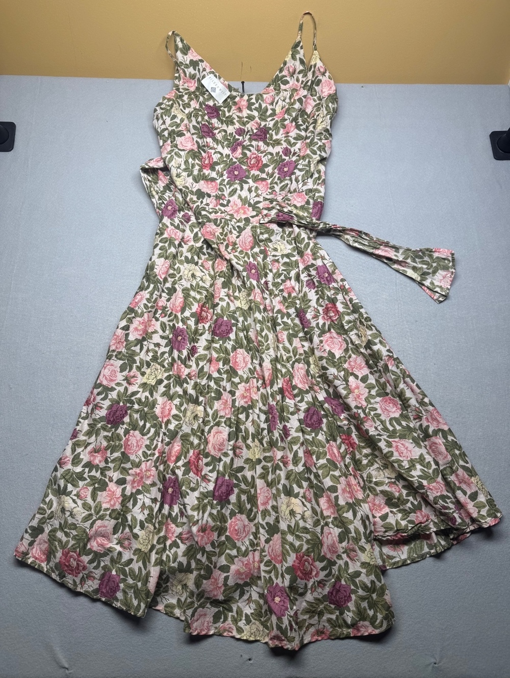 Eileen West Floral Cotton Sundress Women's Medium Pink Green